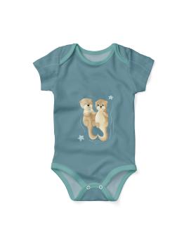 Preview: Baumwolljersey Splish Splash Otter Panel ca. 50cm Mint